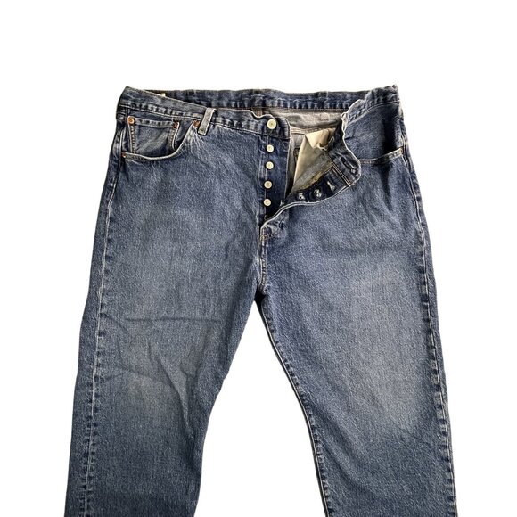 Levis 501 Jeans Men's 44x29 Denim Button Fly Straight Leg Classic Leather Patch - Picture 1 of 16